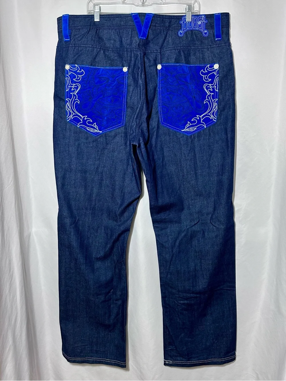 NWT Vintage Coogi Jeans Baggy Y2K Embroidered Velour Pocket 42x35 Deadstock
